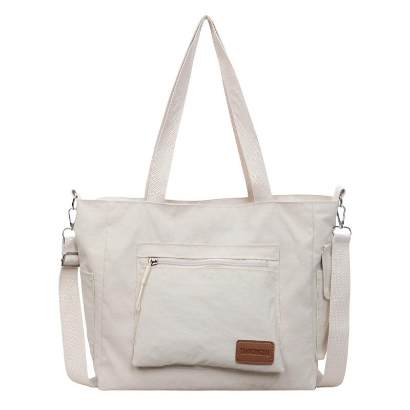 Nylon Tote Bag Women Casual Shoulder Bag with Zipper Pocket for Daily Use