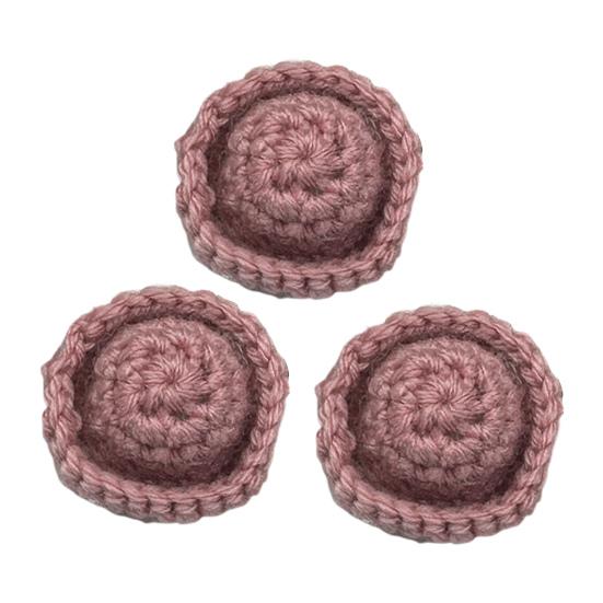 

3 шт. Мини-вязаные шапочки Ручная работа Миниатюрные шапочки Аксессуары для кукол Маленькие шапочки темно-розовый