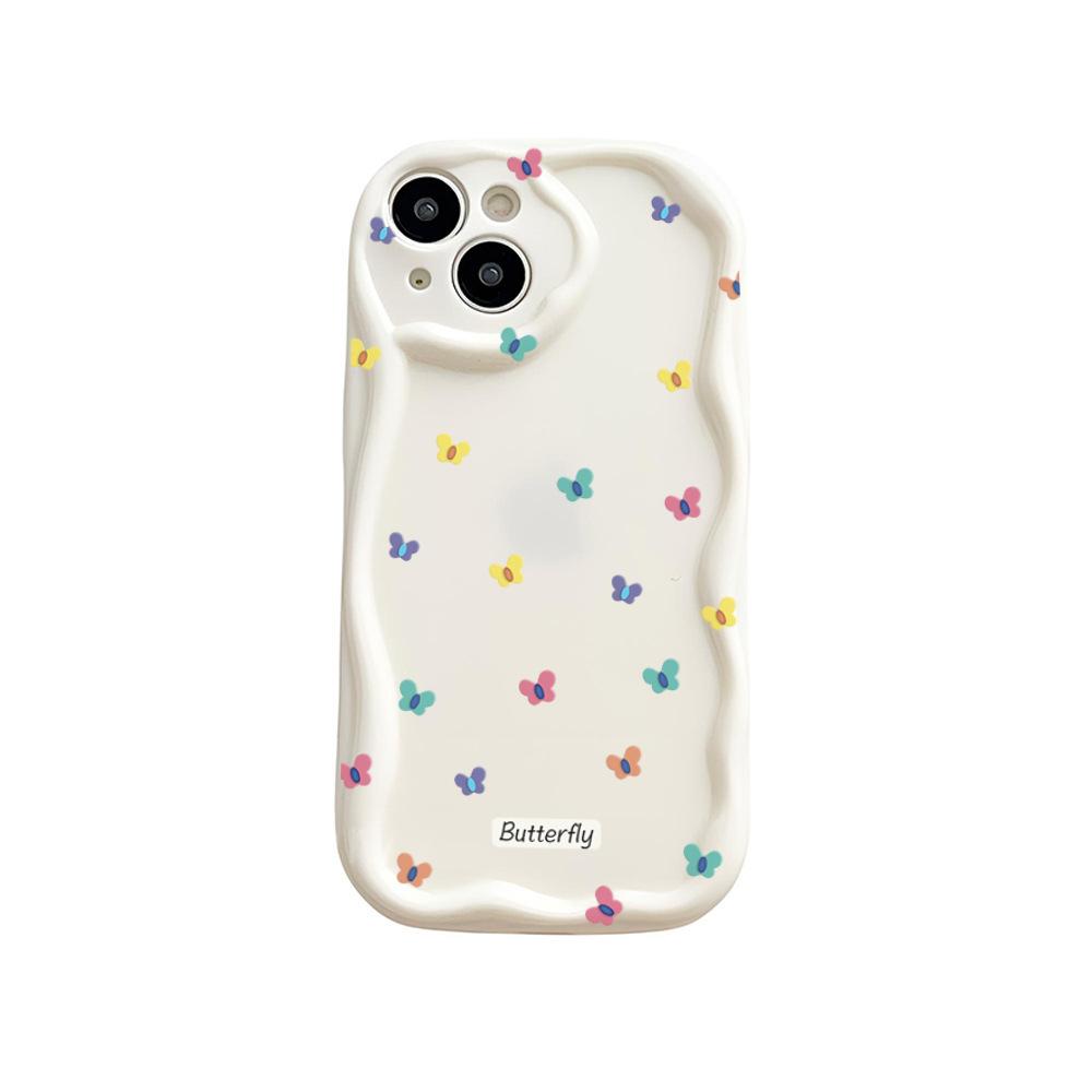 Summer New Ins Wind Color Butterfly Mobile Phone Case Apple 16Pro Wavy Silicone Soft Case iPhone12pm