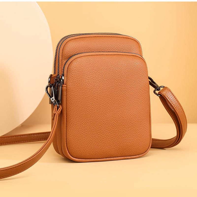 Dámská kožená taška na mobilní telefon z pravé hovězí kůže, crossbody tašky pro ženy, designová crossbody taška, tašky přes rameno, velikost S