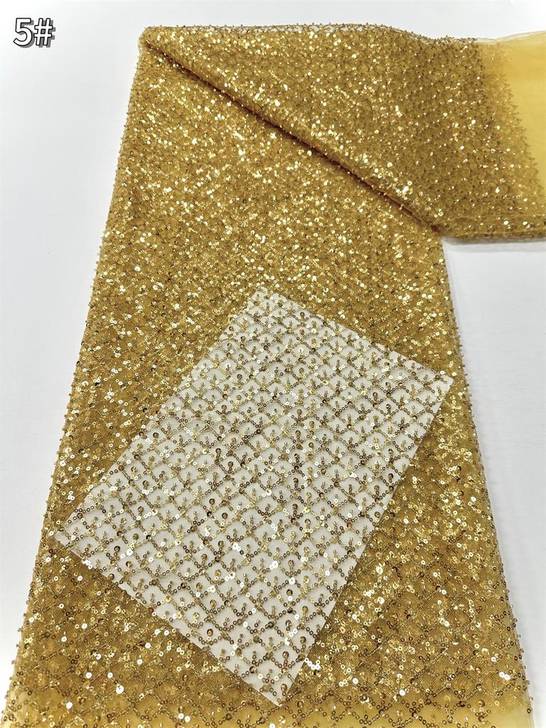 Sky Blue African Sequins Lace Fabric 2025 High Quality Lace Embroidery Nigerian Mesh Beads Fabric French For Wedding Party Dress