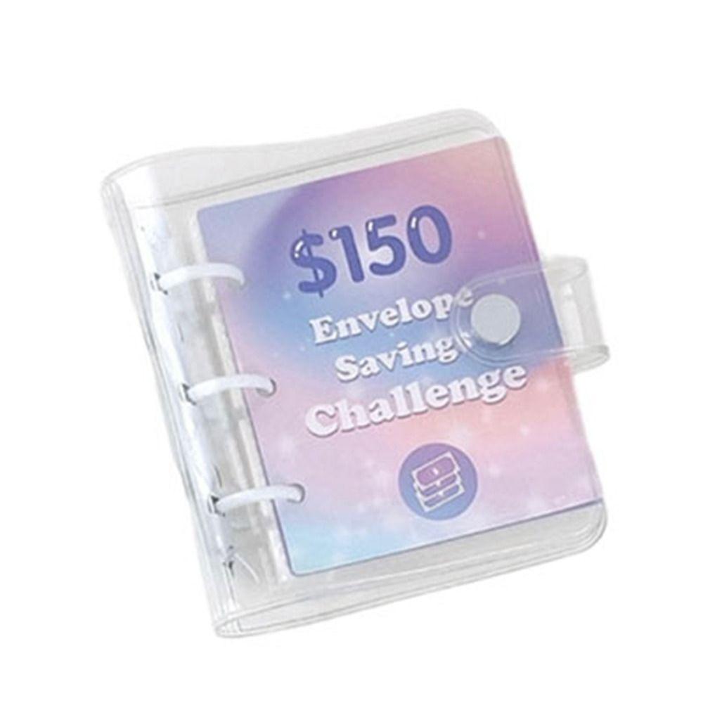 Mini Money Saving Binder PVC Cash Envelopes Mini Budget Binder $150/300/500/1000 Durable Savings Challenges Book
