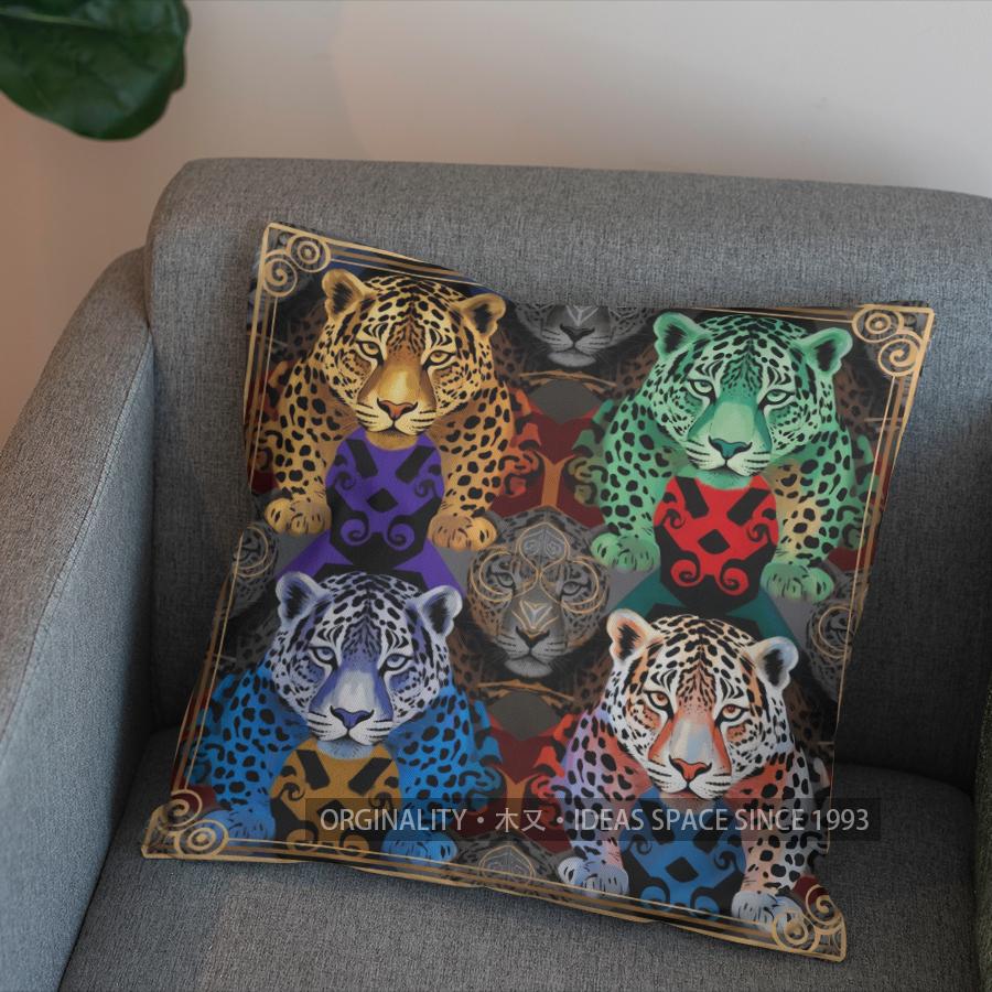 2D Exquisites Muster Leopardenmuster Wurfkissen Muster Kissenbezug Geeignet für Sofa Schlafzimmer Auto Kissenbezug