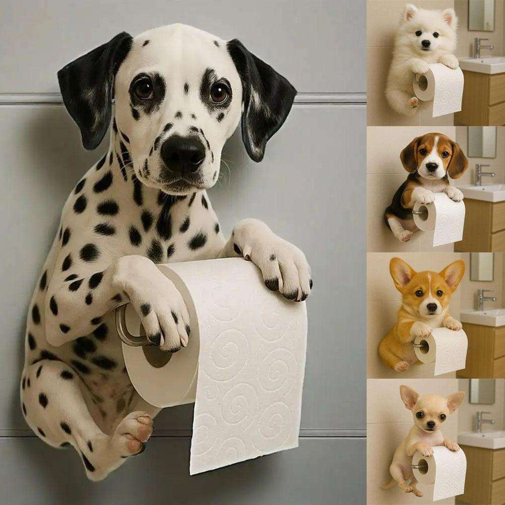 3D Dog Shape Roll Paper Organizer Decorative Hanging Paper Towel Stand  Dorm Room