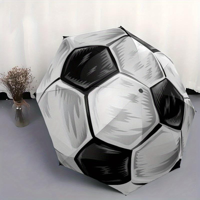 Soccer Ball Pattern - A folding umbrella with 8 iron ribs and a plastic handle, automatic opening and closing, portable sunsha