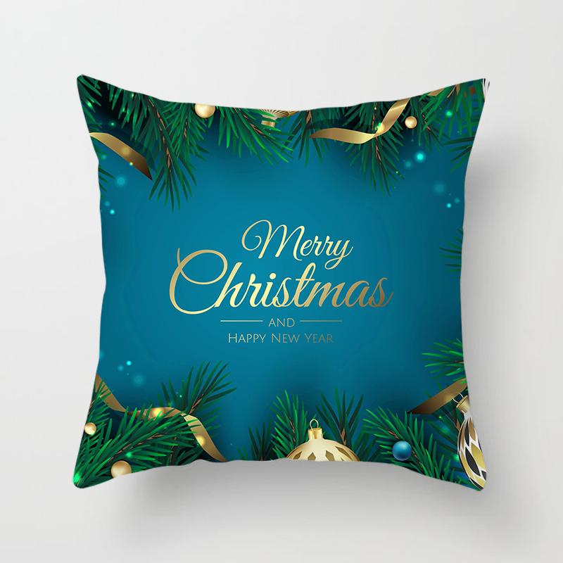 Merry Christmas Printed Green Pillowcase  Style Cushion Cover Home Sofa Decor Throw