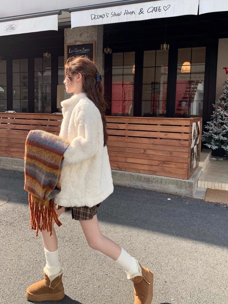 Coat women's winter new environmentally friendly lamb wool fur fluffy warm top cotton clothes