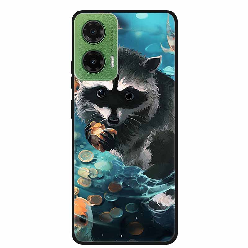 Silicone Painted Cover For Motorola Moto G35 G55 Case Luxury Animal TPU Silicone Soft Back Cover For G55 5G Black Bumper MotoG35