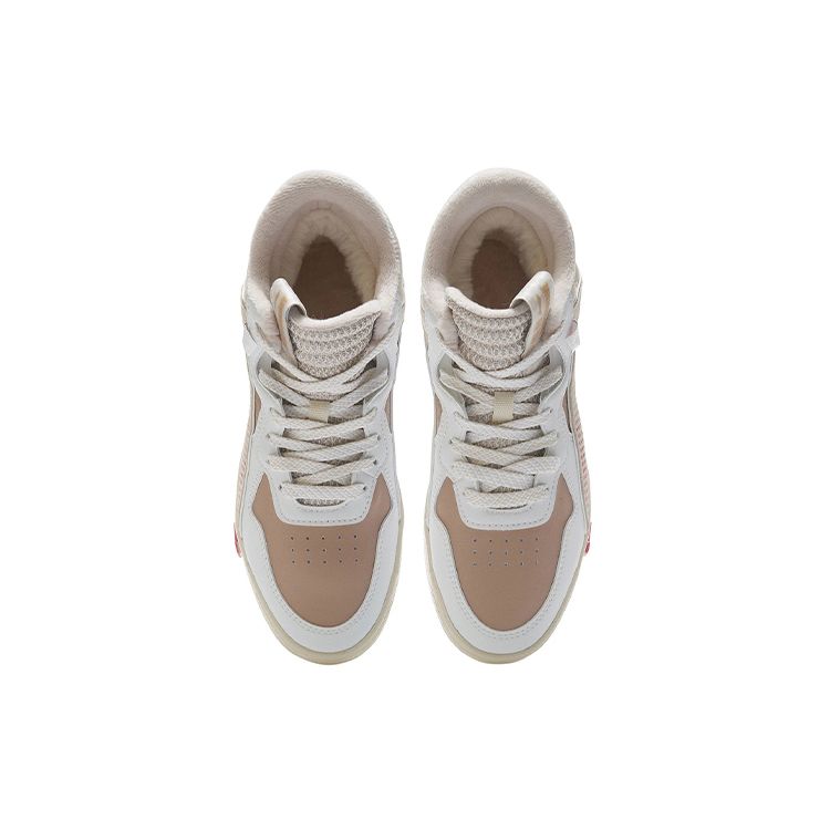 Li Ning Suprewave Mid Slip Resistant Durable High Top Skate Shoes Women Skate Shoes Light-Gray Brown AGCR234-5