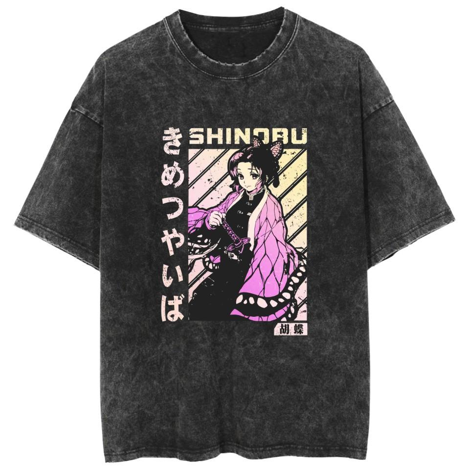 Anime Demon Slayer Kamado Nezuko Kawaii Printed T-shirt Men Women Casual Tshirts Washed Cotton Tee Harajuku Male Manga T Shirt