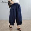 Korean Fashion Summer Women Plus Size Jeans High Waist Blue Casual Loose Lantern Denim Pants Vintage Baggy Ladies' Basic Jeans