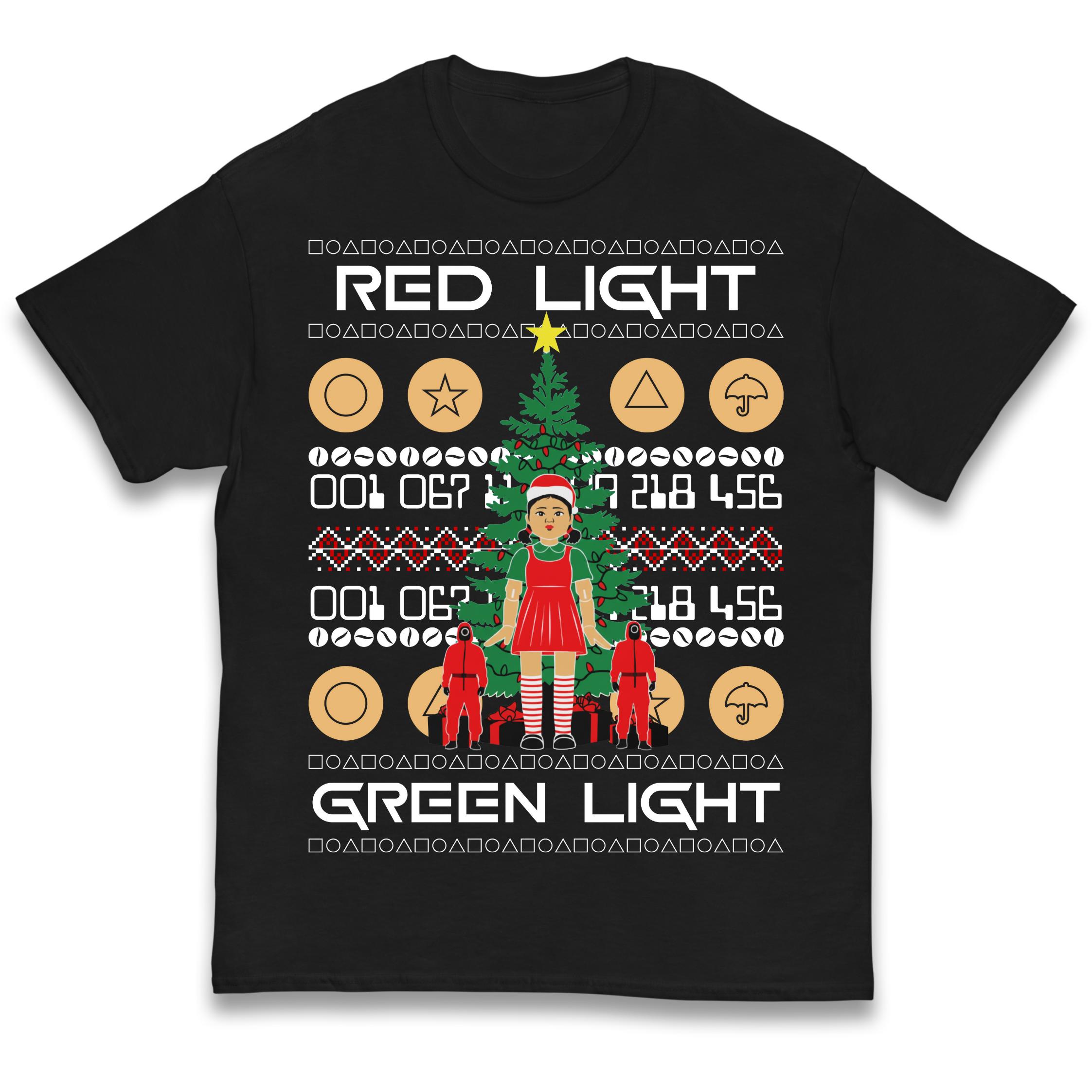 

Squid Games red light green light sleeping Christmas Kids T Shirt 110