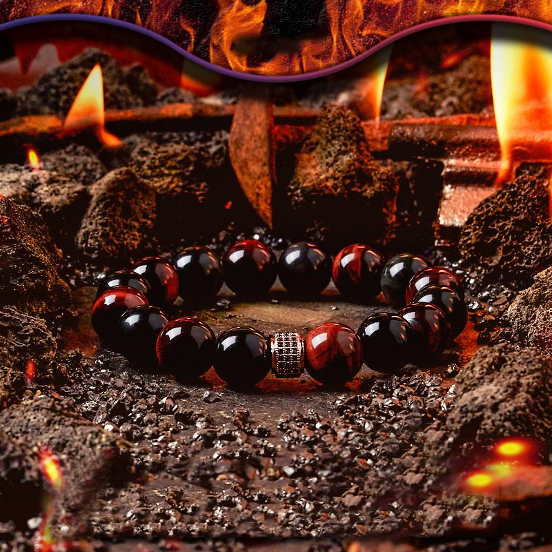 5A Real Natural Red Tiger Eye Beads Stone Bracelet Men Women Zircon Accessories Handmade Jewelry Gift for Girlfriend Wholesale