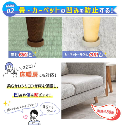 Sofa Anti-Slip Pads, 4-Piece Set, Protects Tatami Mats and Flooring, Prevents Slip and Scratches, Compatible with Underfloor Heating (Semi-Transparent