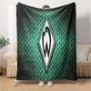 Green Bremen Pattern Flannel Blanket, Soft Polyester, Modern Design, All-Season for Camping, Travel, Gifts for holidays or birthdays