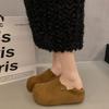 All-inclusive small potato Birkenstock shoes for women's autumn and winter new design sense velvet cotton boots thick-soled one-pedal cotton shoes