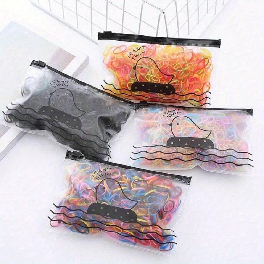 1000PCS/ Pack Fashionable Colored Disposable Elastic Hair Ties, Headbands, Hair Accessories, Suitable For Girls Gift, Women, Party Hair Accessories