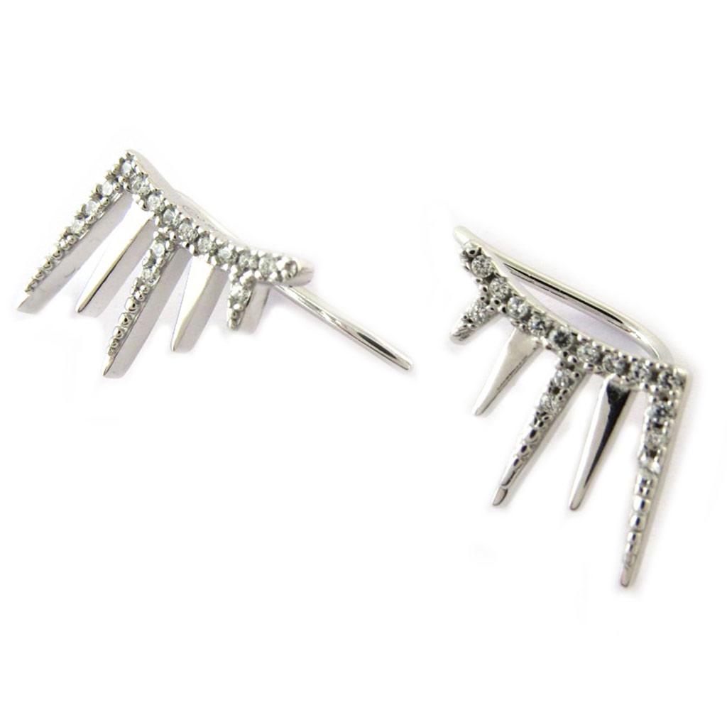 Les Trésors De Lily [N6239] - White 'Sissi' Silver Hoop Earrings (rhodium-plated)