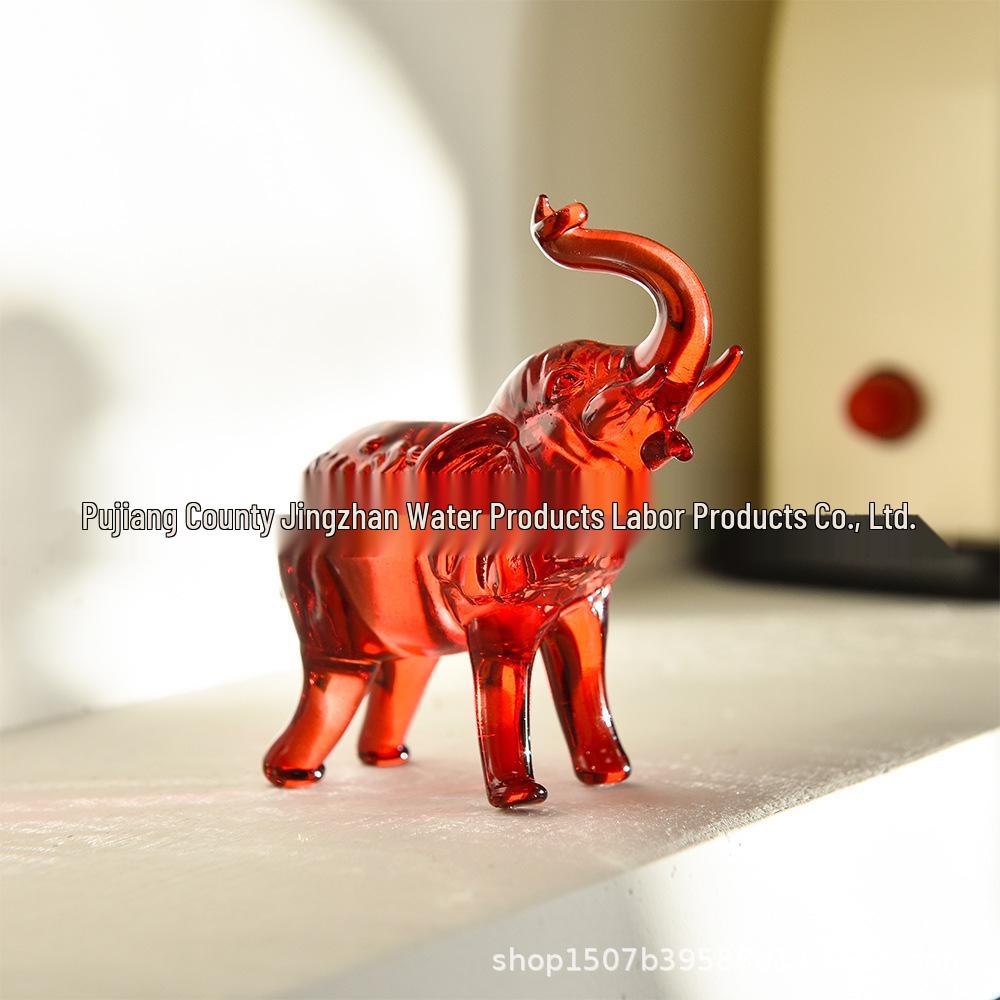 Gift Office Feng Shui Elephant Crystal Ornament - Four Colors Available for Wealth Attraction