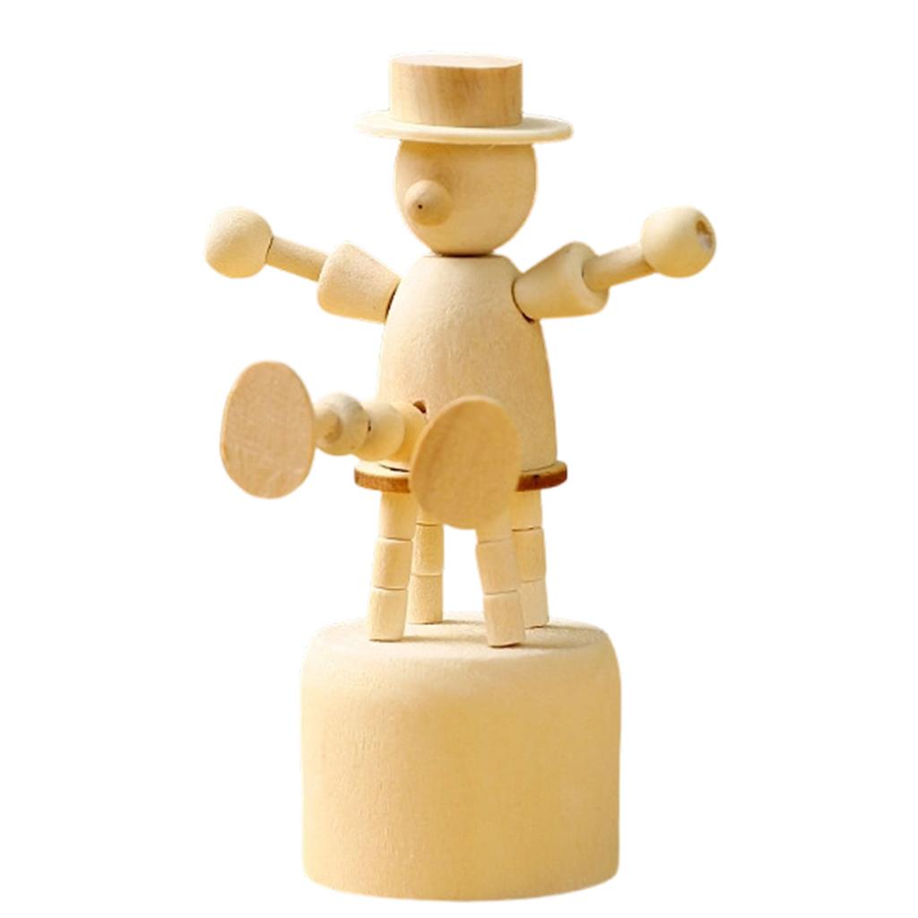 Cartoon Mini Desktop Movable Puppet Figurines Home Decorations Craft Toy Gift for Kids Adult Wooden Animal Ornament