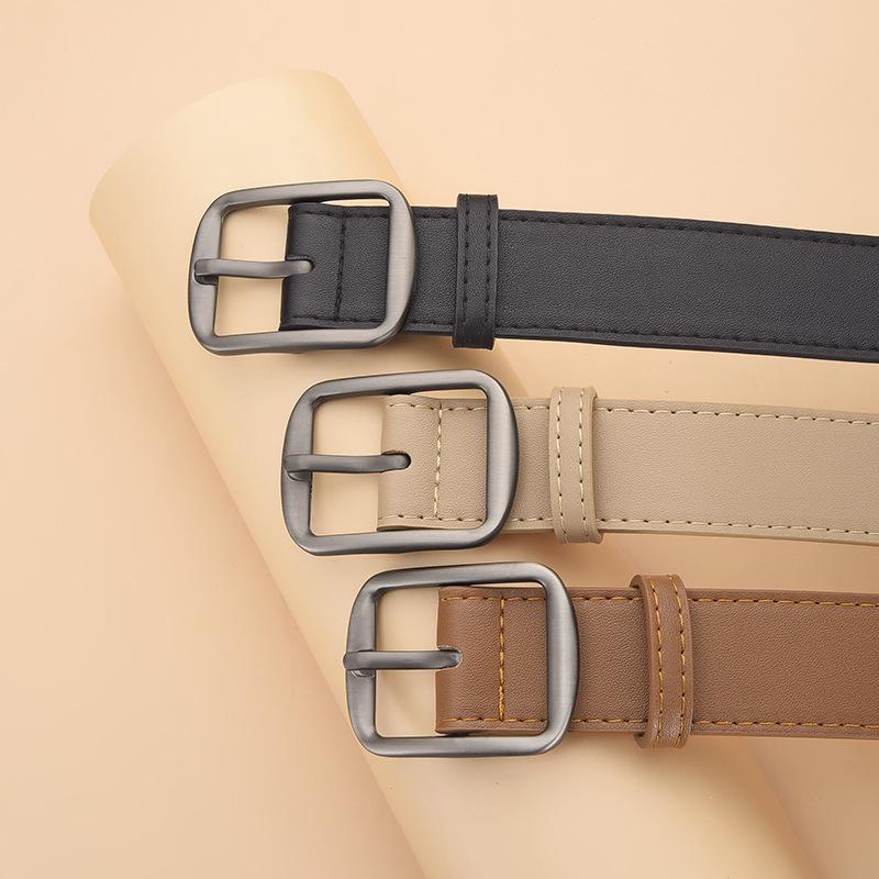 Versatile Matte Silver Korean-Style Leather Belt: Unisex, High-End Accessory for Jeans & Pants