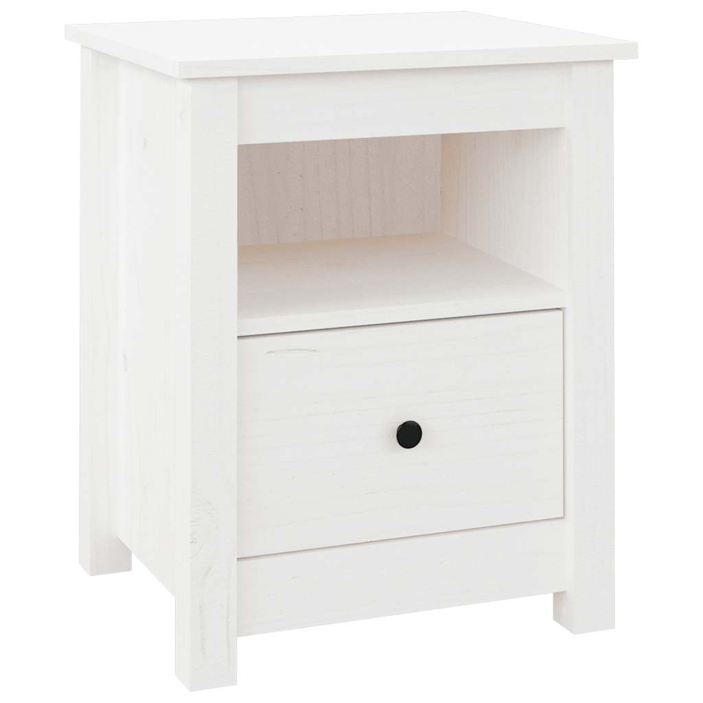 Vidaxl Bedside Table, White, 40X35X49 Cm, Solid Pine Wood