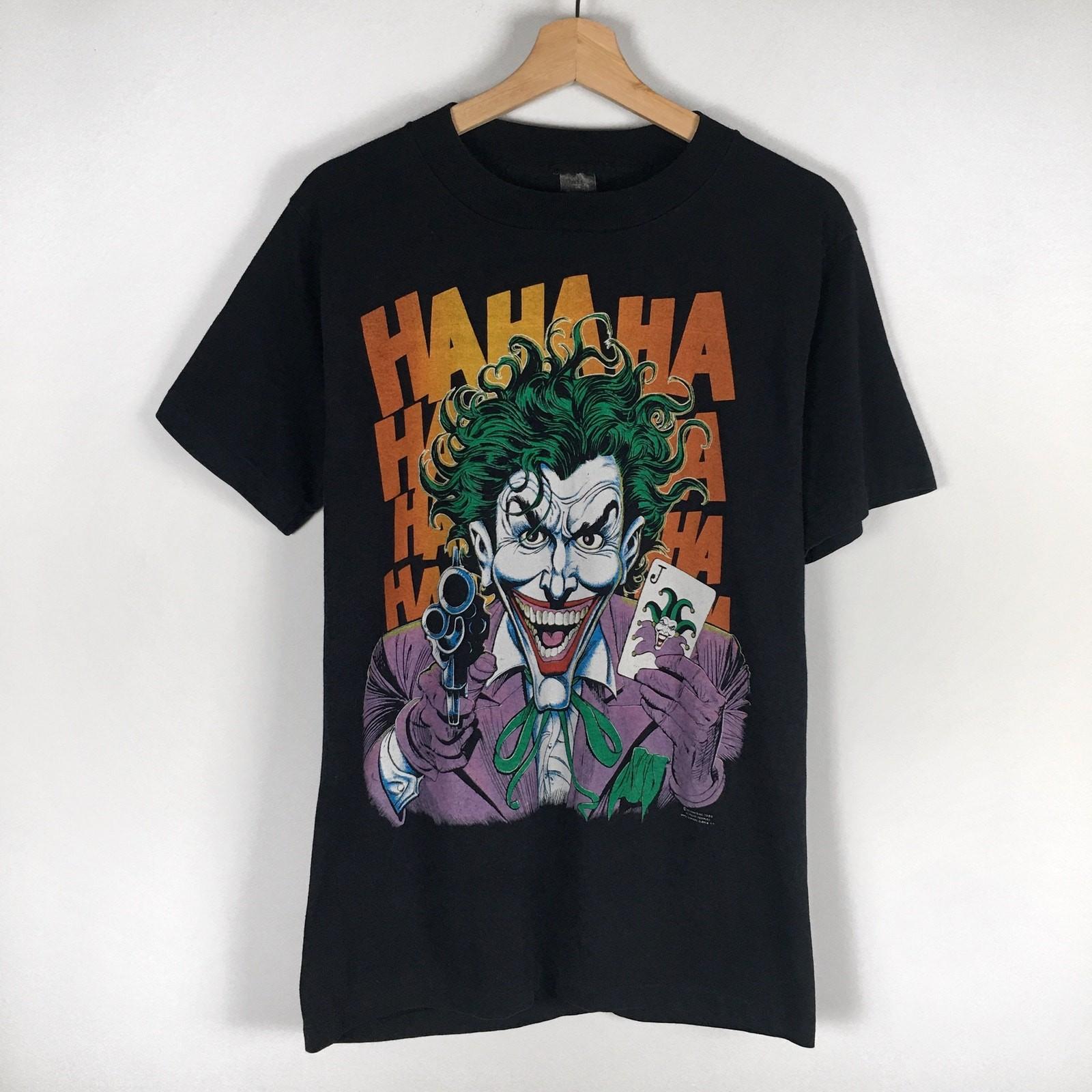 Vintage 1989 DC Comics The Joker Single Stitch Graphic T Shirt Large Batman Unisex T-Shirt M