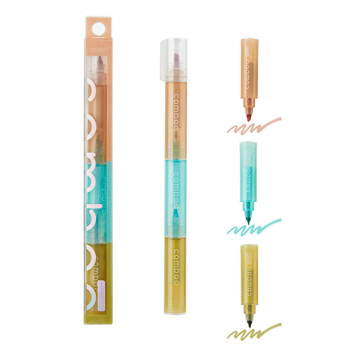 

2026 Three-color Pinpingle Highlighter Special for Eye Protection Notes Key Color Marker Pen Soft Head Creative New Style