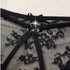 2026 LY New Wholesale Black Polyamide Floral Low-waisted Hollow Bow Open Crotch Plus Size1XL-4XL Women's Lace Panty G-string