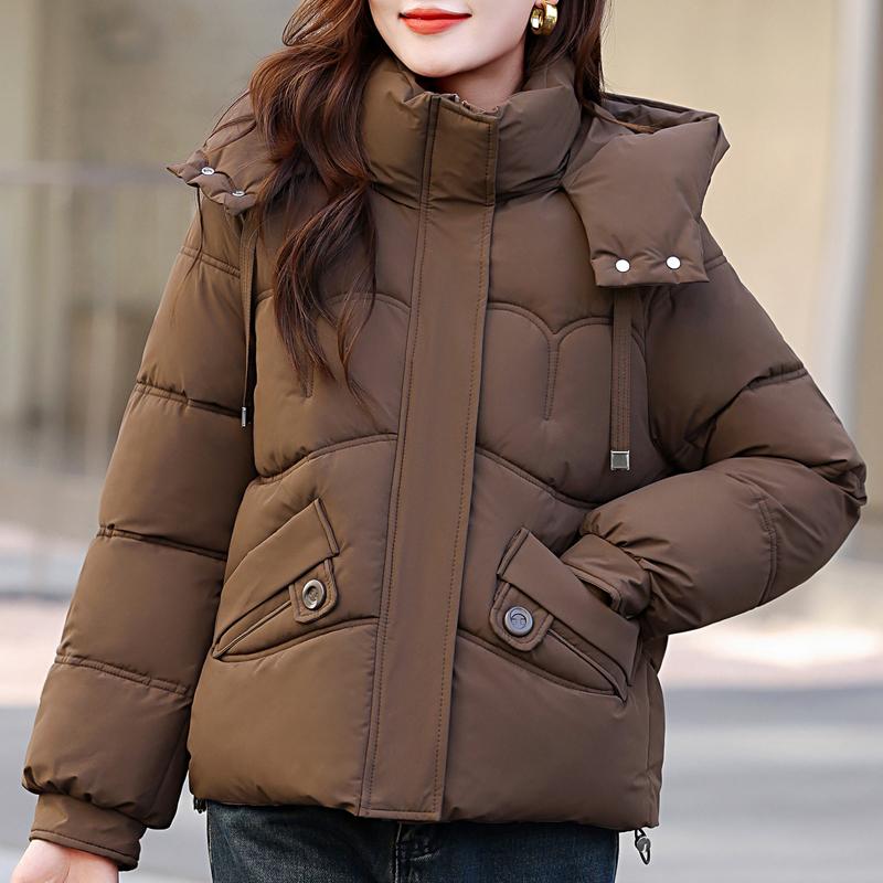 

Модное зимнее пальто женское теплое парки с капюшоном повседневное свободное толстое женские куртки 2XL коричневый