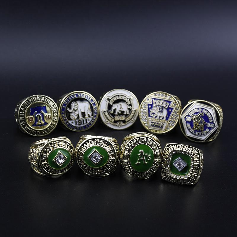 9-piece Philadelphia Athletics/Oakland Athletics Championship Ring Set 11 зелёный
