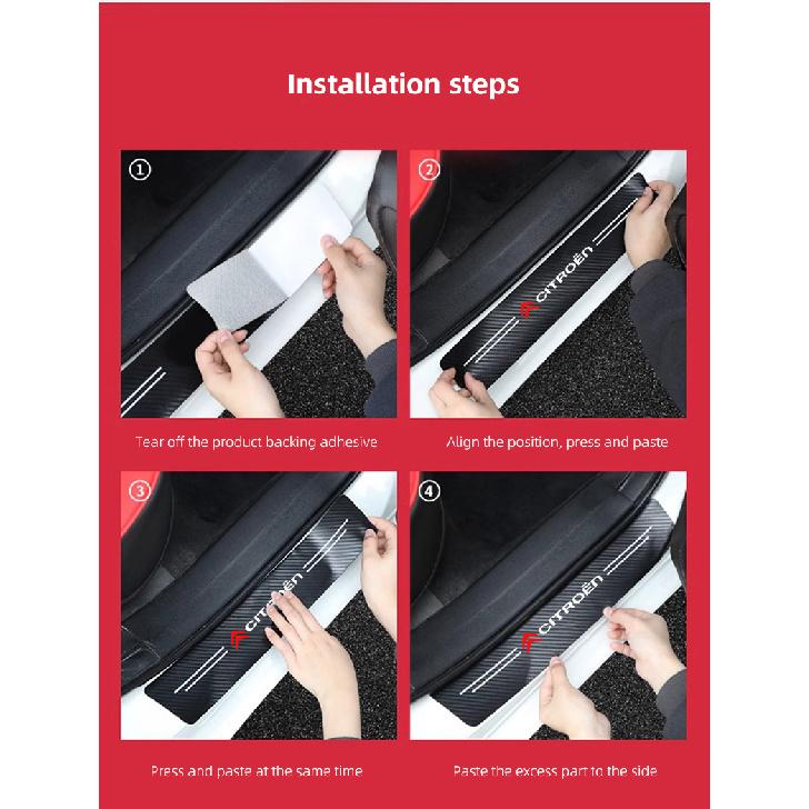 Carbon Fiber Car Door Plate Threshold Protector Sticker For Citroen C4 C3 C5 C1 Jumpy Saxo Berlingo Grand Picasso Cactus C2 Interior Mirrors 6
