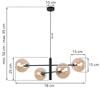 Vicenza Black-Chrome Hanging Lamp 4-Flat Honey Lampshade E14