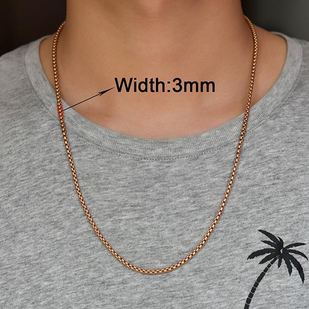 2/3/4/5mm Men's Box Chain Stainless Steel Necklace Choker for Women Copper/Gold/Black/Rose Gold Color 14 - 40 Inch Metal Jewelry