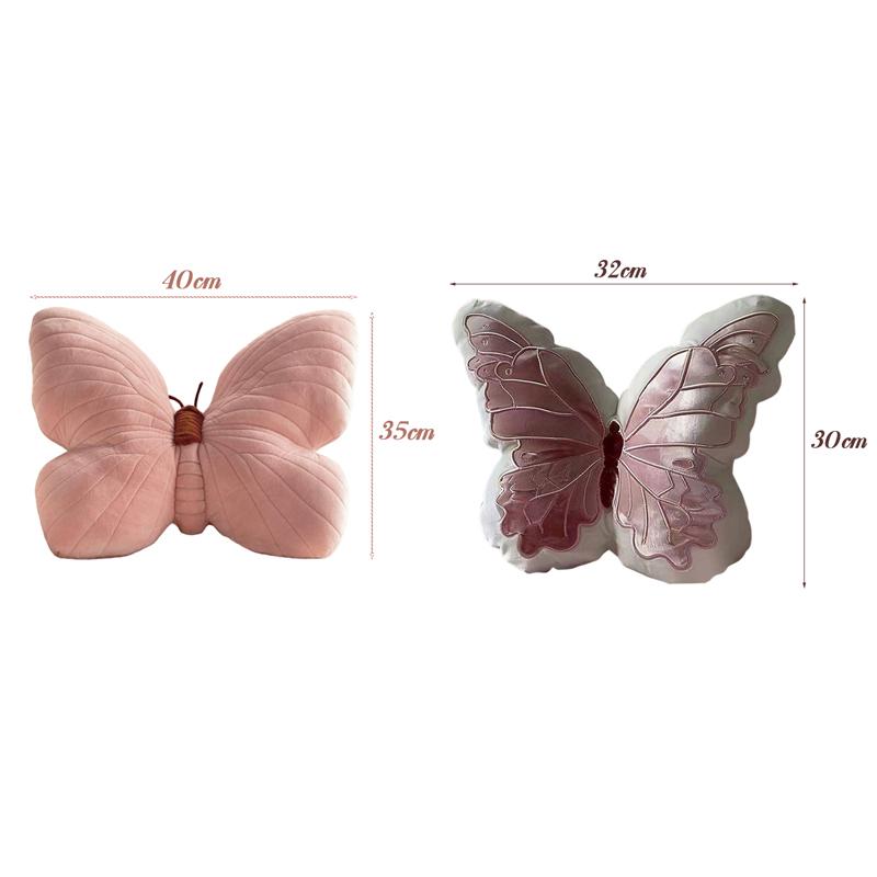 New Butterfly Pillow Throwing Pad Short Plush Cushion Cute Girl Pink Toy for Bedroom Sofa Home Decoration Home Textile Cushion