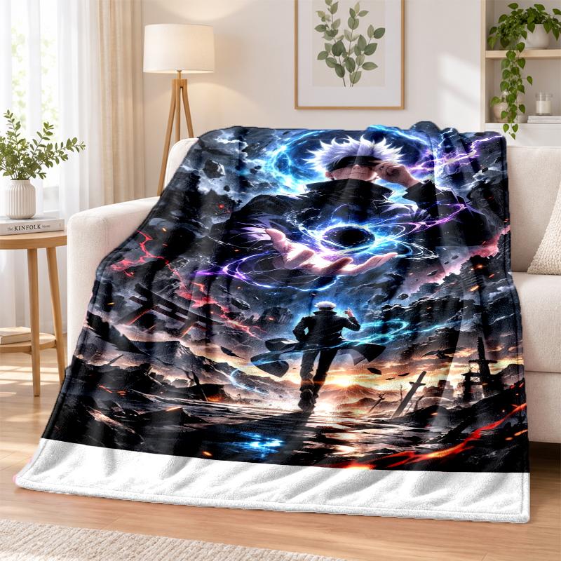 Jujutsu Kaisen Flannel Throw Blanket Soft Warm Cozy For Sofa Bed Indoor Home Bedroom Use