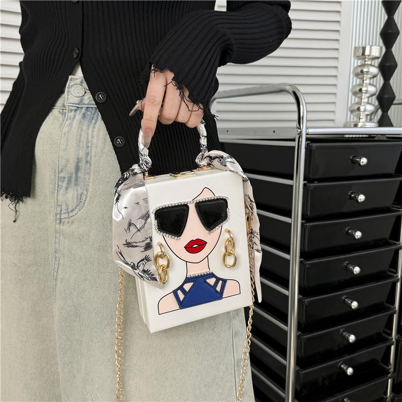 

New Cartoon Girl Crossbody Bag Summer Versatile Women s Ribbon Shoulder Bag Designer Women s Bag, Lipstick Handbag 17x13x5