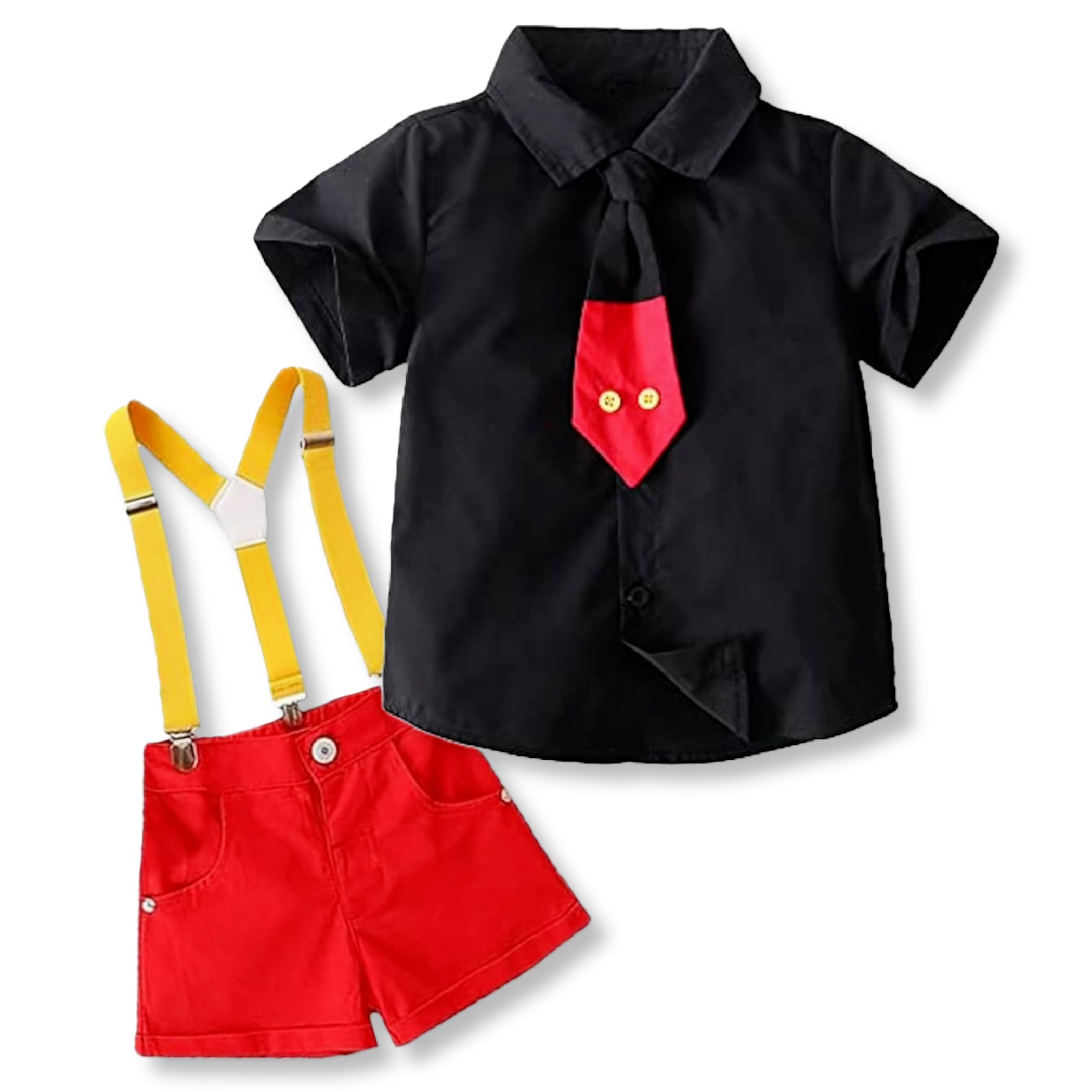 

Детский короткий памятный фотокостюм в стиле Микки Мауса [Lezalic], подтяжки, галстук, набор, детская одежда, костюм, для прогулок, рукава, (110)