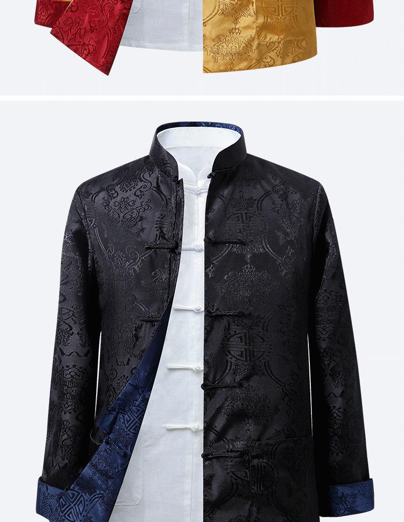 Men's Reversible Tang Suit Jacket - Spring/Autumn Casual Hanfu for Dad and Grandpa