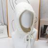 Winter new women's hooded scarf integrated hat pearl hemming thickened knitted hat cold neck protection women's hat