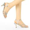 Knöchelriemchen Strass Kitten Heel [Allegra K] Damen Sandalen, silber, 26.0cm