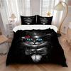 3pcs Cat Rose Bedding Set Down Comforter Cover and Pillowcases, Suitable for All Seasons(No Insert)-0729043