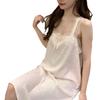 French Elegant Ice Silk Sleepwear For Women With Lace Camisole Slip For Home Comfort