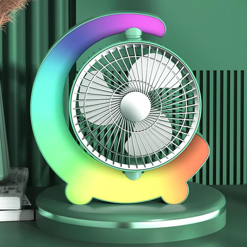 

USB Desk Fan 3 Speeds with Colorful Light Portable Table Fan 360 Degree Rotatable Quiet for Home Office Bedroom Dorm Summer Gift
