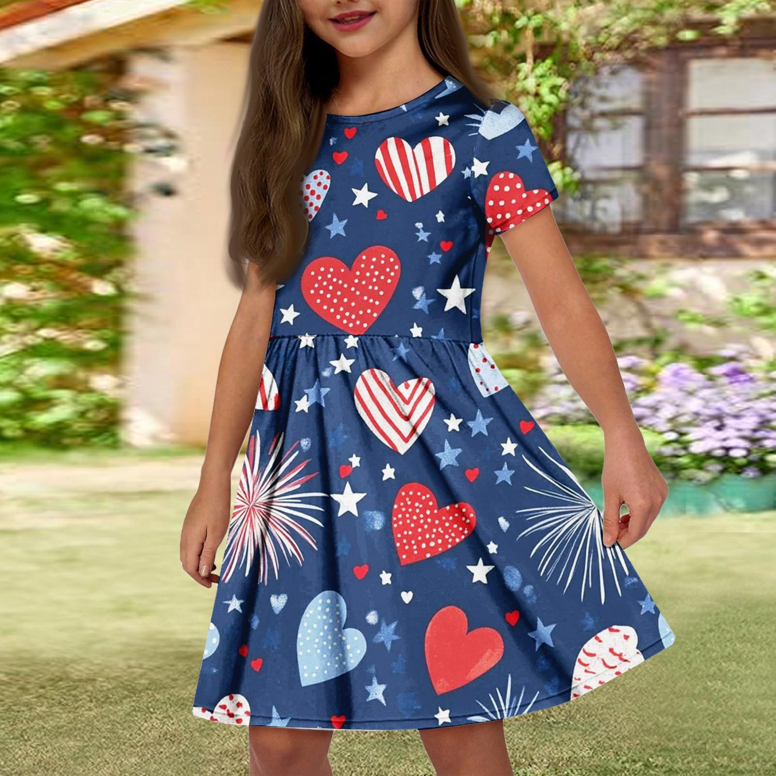 

Летнее платье для девочек, однотонное платье без рукавов с принтом и карманом, повседневное платье, вечернее платье с короткими рукавами 150