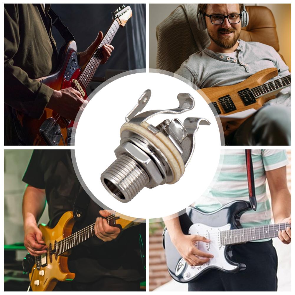 2-10PCS 1/4 Inch 6.35Mm Guitar Pickup Output Jack Socket Metal Guitar Stereo Socket Parts Guitar Mono Jack Socket for Electric G