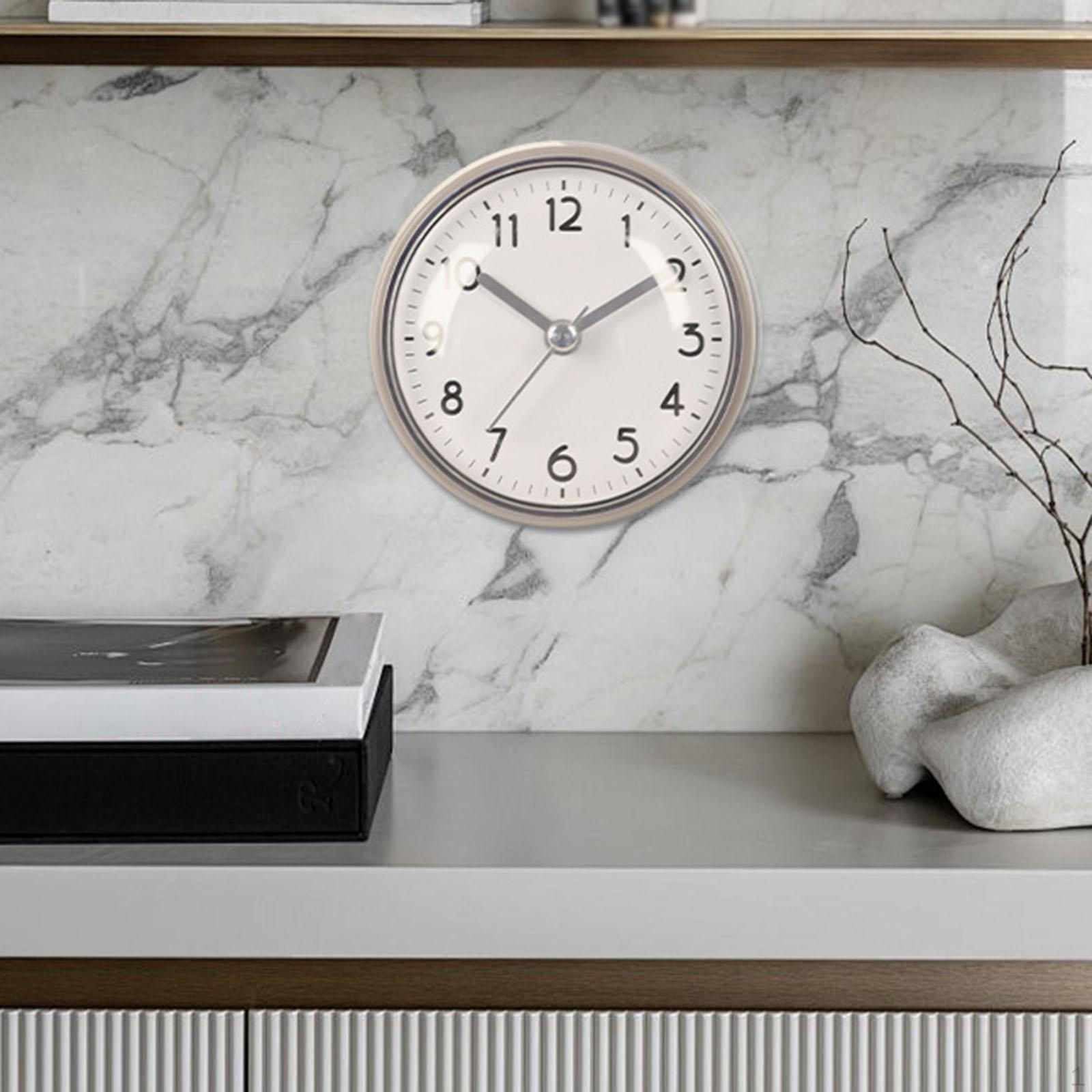 Waterproof Bathroom Clock Battery Operated Shower Wall for Restroom Kitchen Cabinet Living White and Gray