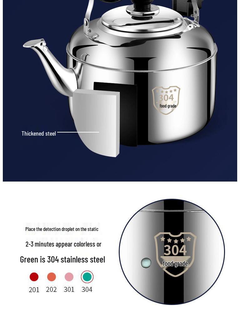 Edelstahl 304 Pfeifkessel: Große Kapazität, geeignet für Induktions- und Gasherde