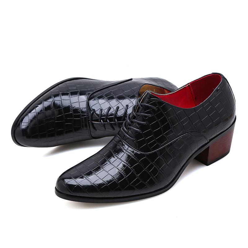 Retro Men's Leather Shoes Men's DesignCasual Fashion Pointed Dinner Dress Shoes Height Increasing Shoes Youth Party Dance