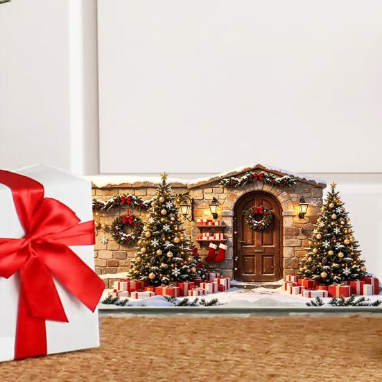 Snow Scene Sticker Christmas House Wall Sticker, Removable Self-Adhesive Decoration Decal Decal, PVC Waterproof Decorative for Holiday Window Stickers